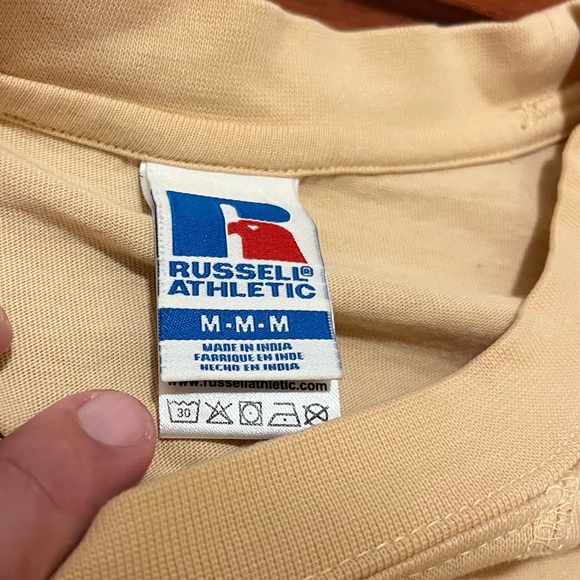 RUSSELL ATHLETIC MEN'S HERITAGE HEAVYWEIGHT FLOCK T-SHIRT - Picture 4 of 6